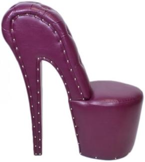 Casa Padrino High Heel Sessel mit Dekosteinen Lila Luxus Design - Designer Sessel - Club Möbel - Schuh Stuhl Sessel