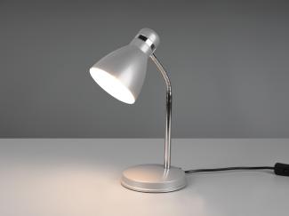 LED Schreibtischleuchte flexibel, Chrom & Metallschirm Grau, 33cm