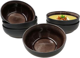 Reactive Glaze Brown 6er Set Bowl-Schale 500ml Schüssel Braun Dessert Salat