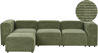 3-Sitzer Sofa Cord grün mit Ottomane FALSTERBO