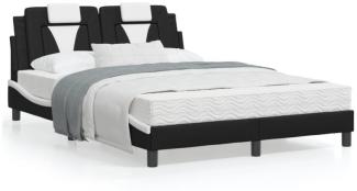 Bett mit Matratze Schwarz und Weiß 120x200 cm Kunstleder (Farbe: Schwarz)