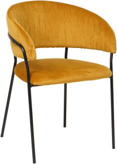 Stuhl Samt Rückensteppung gelb Polsterstuhl Essstuhl Küchenstuhl Armlehnenstuhl