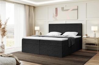 MEBLINI Boxspringbett ZLATAN 180x200 cm mit Bettkasten - H4/Schwarz Webstoff Polsterbett - Doppelbett mit Topper & Taschenfederkern-Matratze