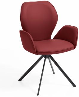 Niehoff Sitzmöbel Colorado Trend-Line Design-Armlehnenstuhl Eisen/Leder - 180° drehbar Napoli rubin