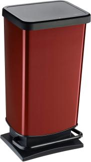 Rotho Paso Mülleimer 40l mit Pedal und Deckel, Kunststoff (PP) BPA-frei, rot metallic, 40l (35,3 x 29,5 x 67,6 cm)