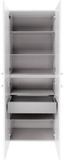 Fackelmann VERONA Doppel Hochschrank mit Schublade 60 cm, Weiß Hochglanz