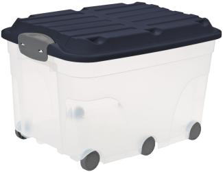 Rotho Aufbewahrungsbox Roller 6 mit Rollen und Deckel 57 L midnight blau