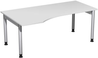 PC-Schreibtisch '4 Fuß Pro' links, höhenverstellbar, 180x100cm, Lichtgrau / Silber