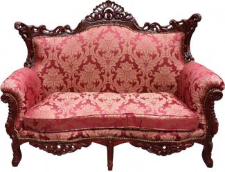 Casa Padrino Barock 2er Sofa Master Bordeaux Muster / Braunrot - Wohnzimmer Couch Möbel Lounge