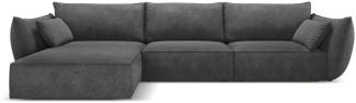 Micadoni 4-Sitzer Ecke links Sofa Kaelle | Bezug Dark Grey | Beinfarbe Black Plastic