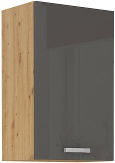 Hängeschrank 50 cm Eiche Artisan + Grau Hochglanz Küchenzeile Küchenblock Küche