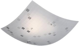 Eckige LED Deckenschale 30x30cm, Glaslampenschirm satiniert in weiß/grau
