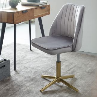 KADIMA DESIGN Samt Drehstuhl TANARO - Bequemer und stilvoller Arbeitsstuhl mit verstellbarer Höhe und Schalenstuhldesign. Farbe: Grau