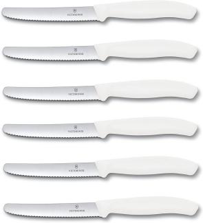 Victorinox | Tafelmesser Set | Swiss Classic Weiß | 6-teilig | optimaler Wellenschliff | spülmaschinengeeignet | ergonomische Griffe | langlebige Klingen für müheloses Schneiden sämtlicher Speisen