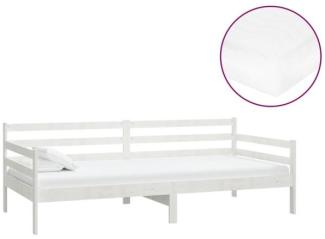 vidaXL Tagesbett mit Matratze 90x200 cm Weiß Massivholz Kiefer [3083590]