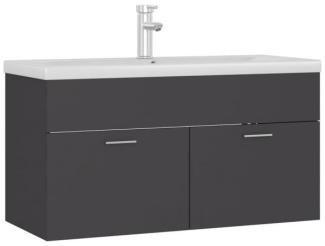 vidaXL Waschbeckenunterschrank mit Einbaubecken Grau Spanplatte [3071290]
