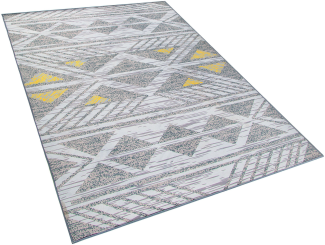 Teppich grau-gelb 140 x 200 cm geometrisches Muster Kurzflor KARGI