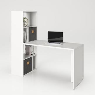 Fortuna 'Set' Schreibtisch mit Regal, 6 Fächern, 120 x 75 x 57,9 cm, Weiß