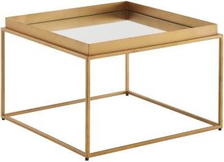 KADIMA DESIGN Quadratischer Couchtisch mit verspiegelter Glasplatte und goldenem Metallgestell - Einzigartiges handgefertigtes Design in luxuriöser Qualität.