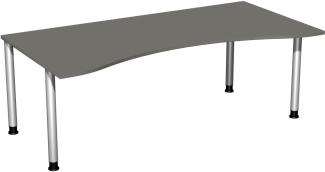 Schreibtisch '4 Fuß Flex' höhenverstellbar, 200x100cm, Graphit / Silber
