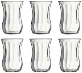 Pasabahce 6 Set 6-tlg. Teeglas Optikli Cay Bardagi Gläser-Set für 6 Personen