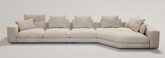 Casa Padrino Luxus Wohnzimmer Sofa mit Kissen Beige / Silber 400 x 130 x H. 56 cm