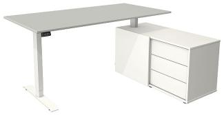 Kerkmann Schreibtisch mit Sideboard MOVE 1 Gestell weiß lichtgrau