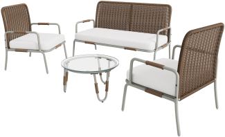 Merax 4-Sitzer Gartenlounge-Set mit Sitzkissen, PE-Rattan braun