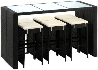 Casaria 7-teilige Sitzgruppe Poly Rattan Polyattan mit Auflage einfarbig