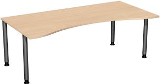 Schreibtisch '4 Fuß Flex' höhenverstellbar, 200x100cm, Buche / Anthrazit