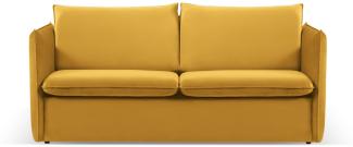 Micadoni 3-Sitzer Samtstoff Sofa mit Bettfunktion Agate | Bezug Yellow | Beinfarbe Black Plastic