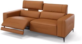 Sofanella 3-Sitzer TERAMO Ledercouch Relaxsofa Sofa in Cognac S: 216 Breite x 101 Tiefe