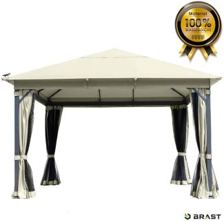 BRAST Pavillon Aluminium Infinity 3x4m Beige inkl. Moskitonetz wasserdicht stabil UV-Schutz