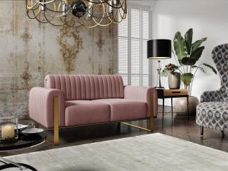 Sofa Designersofa VALERIE 2-Sitzer in Stoff Elisa Velvet Altrosa