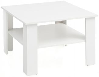 Couchtisch SV51868 Holz 60 x 42 x 60 cm Design Holztisch mit Ablage, Weiß