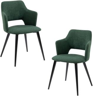 MEUBLE COSY Esszimmerstühle 2er Set Küchenstuhl Polsterstuhl mit Armlehne Sessel aus Stoff Wohnzimmerstuhl Metallbeine