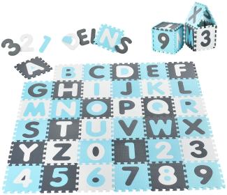 Juskys Kinder Puzzlematte 'Noah' 36 Teile mit Buchstaben A-Z & Zahlen 0-9, blau