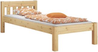 Erst-Holz Einzelbett Natur 100 x 200 Bett, Federleisten-Rollrost Senkrechte Balken