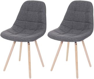 2er-Set Esszimmerstuhl HWC-A60 II, Stuhl Küchenstuhl, Retro 50er Jahre Design ~ Stoff/Textil grau