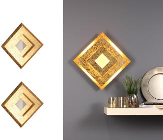 Luxuriöse LED Innenleuchten für Wand & Decke 2er SET Blattgold Design eckig 32cm