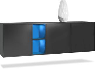 Vladon Kommode Cuba - Schwarz matt/Schwarz matt - Modernes Sideboard für Ihr Wohnbereich - (BxHxT) 182x53x35 cm