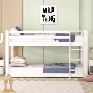 Merax Etagenbett für Kinder und Jugendliche, Kinderbett, Rahmen aus massiver Kiefer, einfach zu montieren, 90x200cm, weiß (Ohne Matratze)