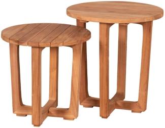 YOURSOL Beistelltisch Woodie 2er-Set, rund, Ø 45 und 50 cm, Teak, witterungsbeständig, Gartentisch