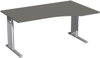 PC-Schreibtisch rechts, höhenverstellbar, 160x100cm, Graphit / Silber
