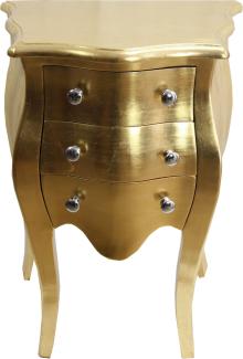 Casa Padrino Barock Kommode Gold H 70 cm, B 50 cm Mod2 - Nachttisch Schrank mit 3 Schubladen