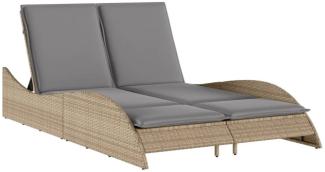 vidaXL Sonnenliege mit Auflagen Beige 114x205x73 cm Poly Rattan