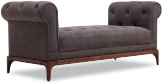 Casa Padrino Luxus Chesterfield Sitzbank Lila / Braun 150 x 58 x H. 67 cm - Moderne gepolsterte Massivholz Bank mit edlem Samtstoff - Luxus Qualität