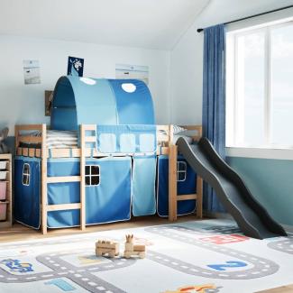 Kinderhochbett mit Tunnel Blau 90x190 cm Massivholz Kiefer 3309111