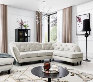 Ecksofa Designersofa CHARLOTTE in Stoff Matt Velvet Beige Ottomane Rechts