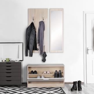 KADIMA DESIGN Wandgarderobe DELFT mit Spiegel - Viel Platz & Eleganz für Dein Zuhause. Farbe: Beige